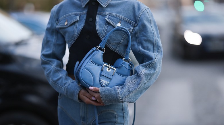 Blue leather bag