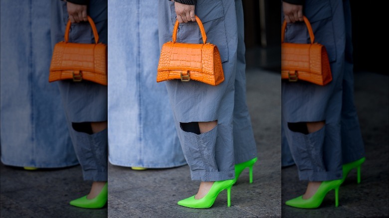 Orange curved purse