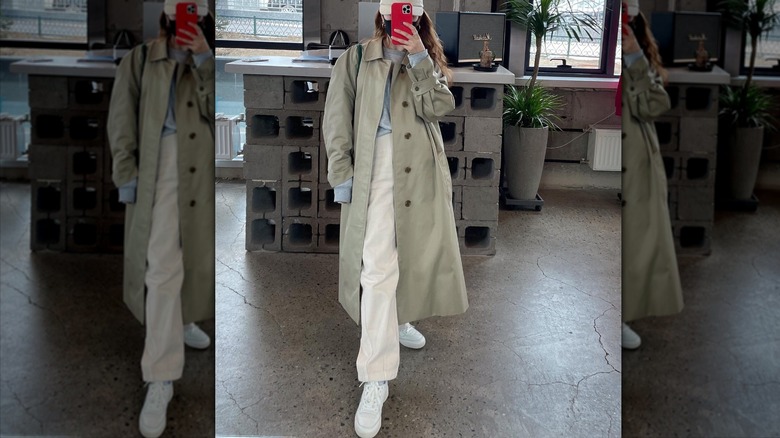 Oversized trench coat outfit