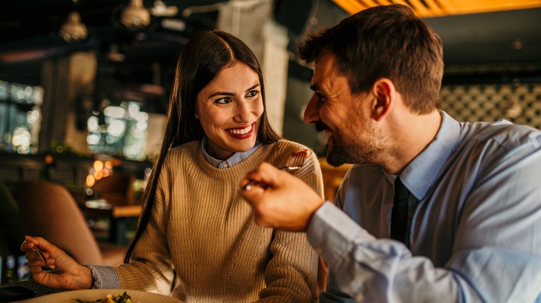 Couple having dinner together