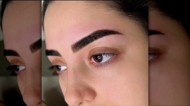 Henna dyed eyebrows, woman with tinted brows