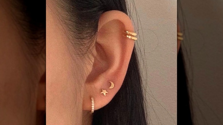 Maison Miru flat-back earrings and ear cuffs