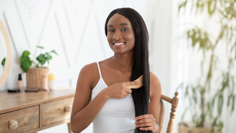 combing straight hair