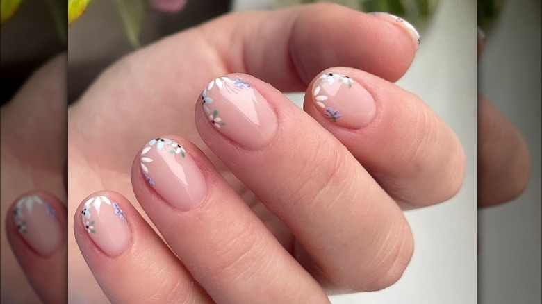 floral micro french tip