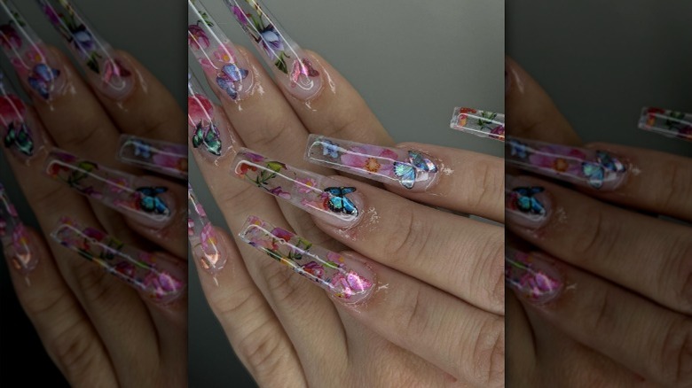 multi-colored butterfly nails 