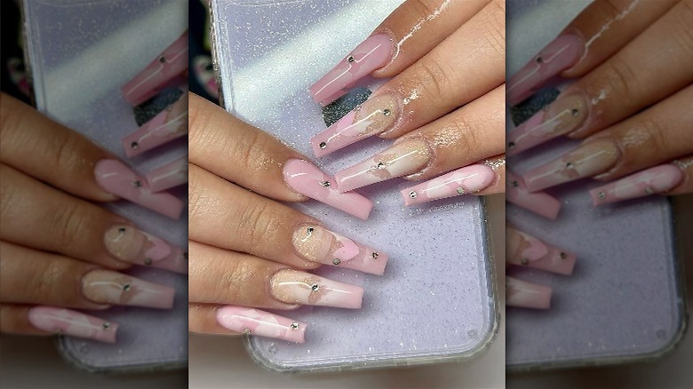 pink butterfly nails