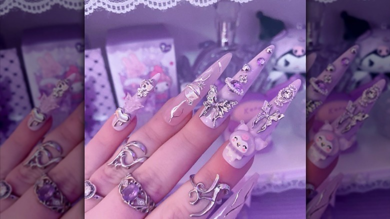 purple butterfly nails