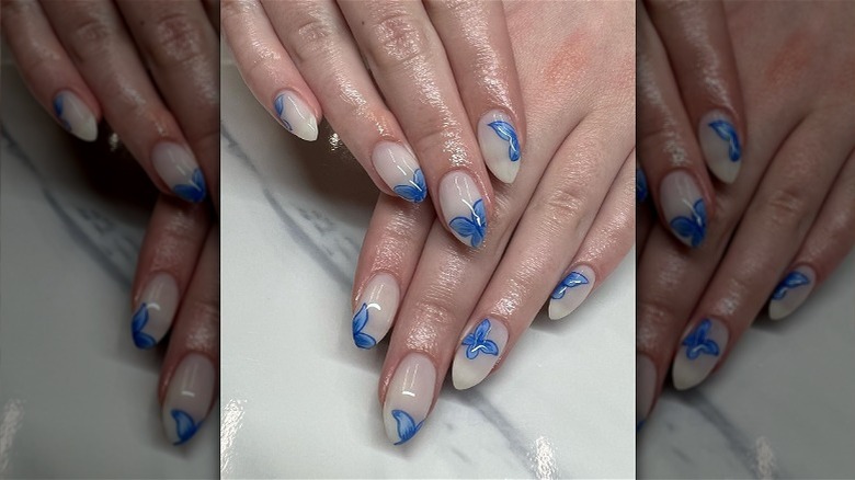 blue butterfly nails