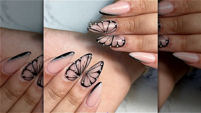 black butterfly wing nails