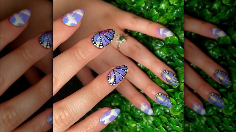 purple butterfly nails