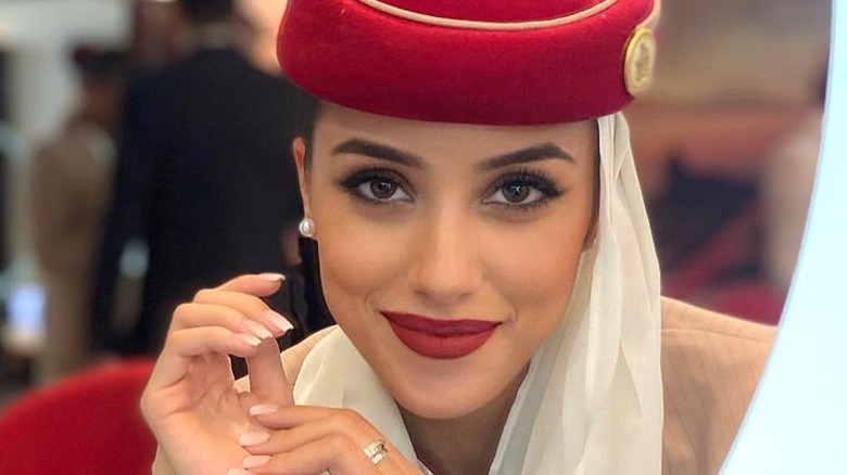 Emirates flight attendant close-up