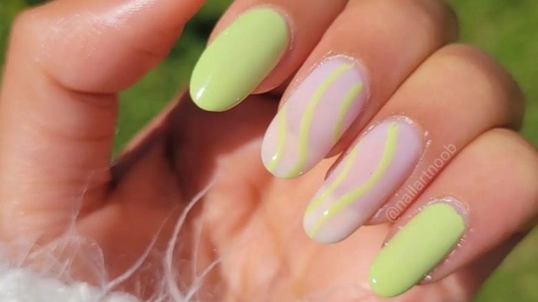Pastel green nails and design