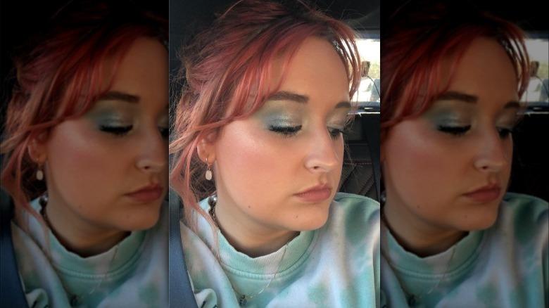 woman with baby blue eyeshadow