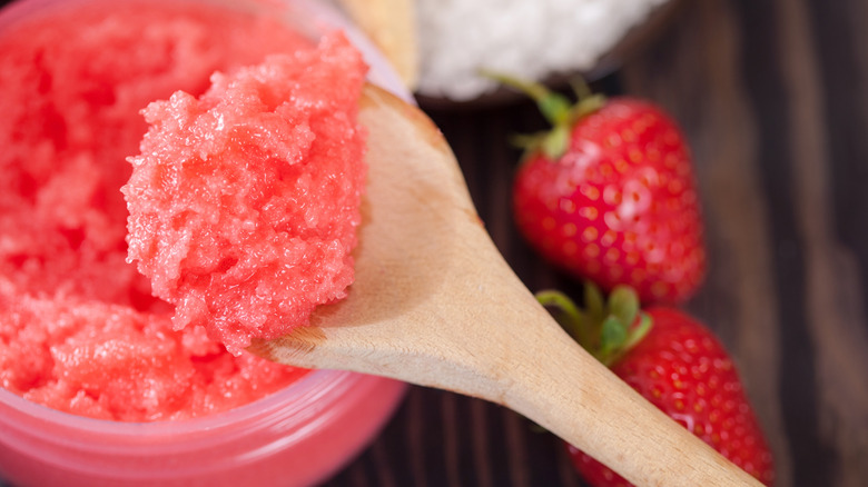 Homemade strawberry scrub