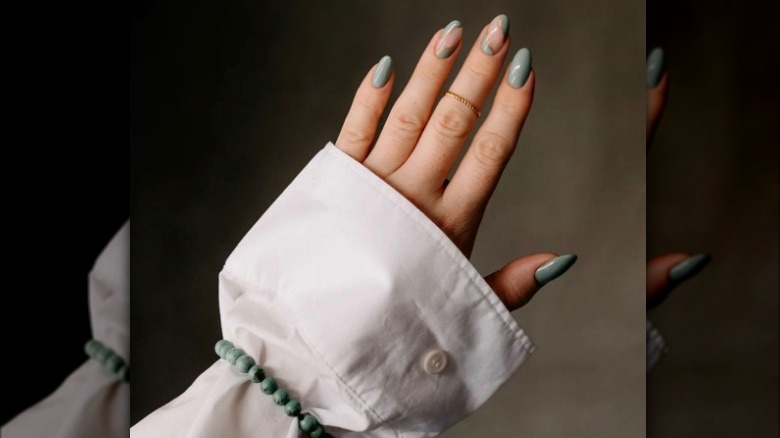 Sage green glaze mani