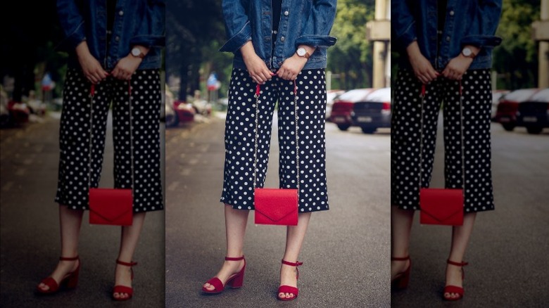 Polka dot gaucho pants