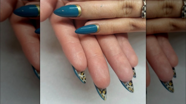 Leopard print peekaboo nails
