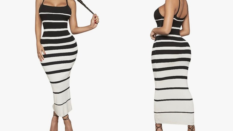 Long striped bodycon dress 