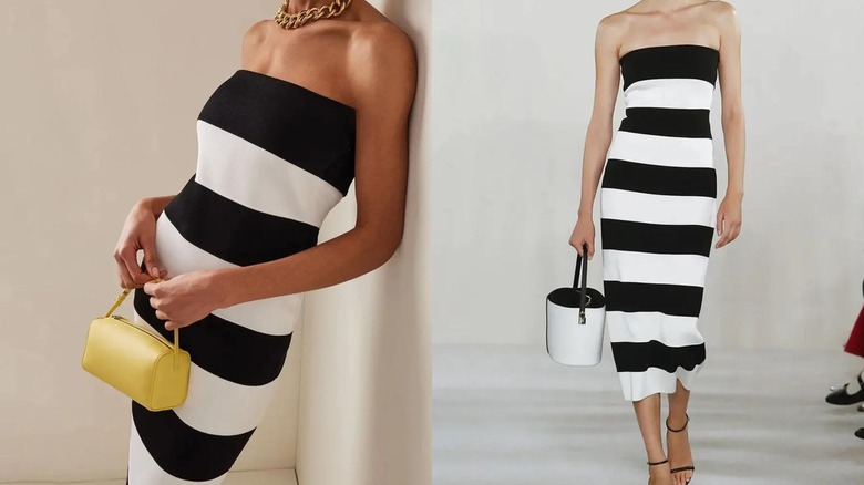 Long striped bodycon dress 