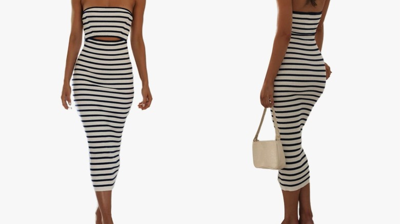 Long striped bodycon dress 