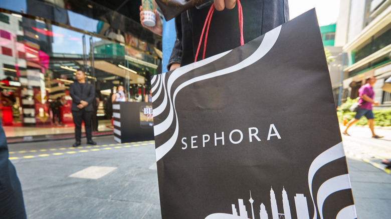 Closeup of Sephora shopping bag