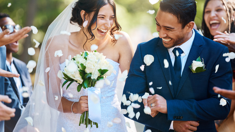 Happy bride and groom