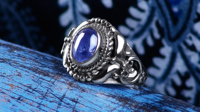 Blue tanzanite ring