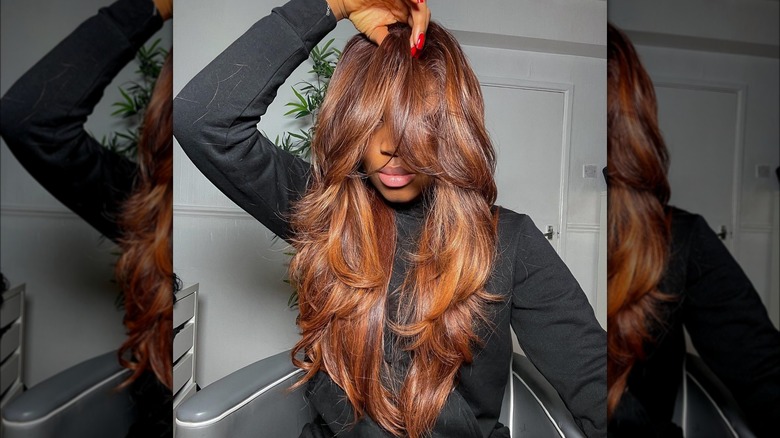 Woman with ginger auburn ombre