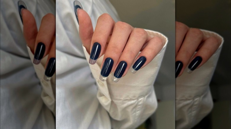 Navy blue glass nails