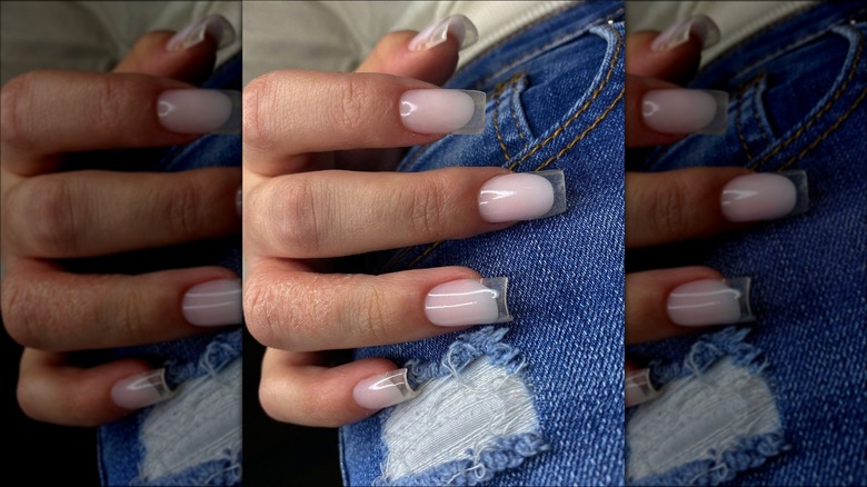Square glass french manicure