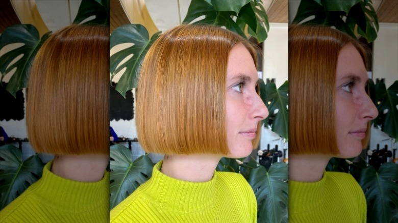 Strawberry blond glass bob