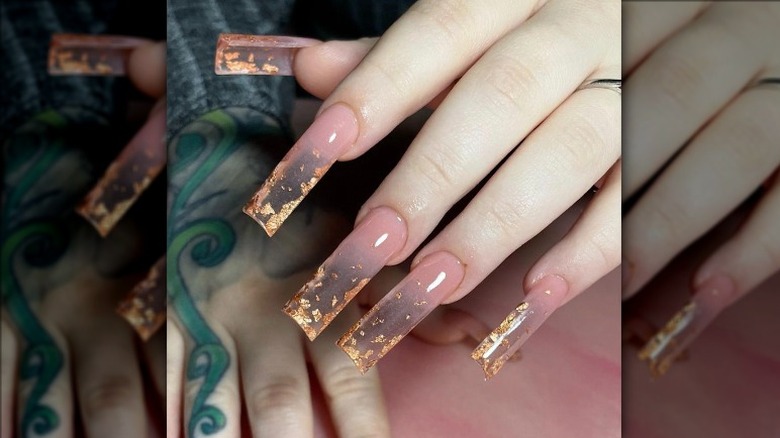 Gold flaked glass nails