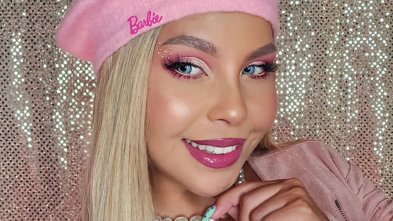 Pink Barbie makeup shimmer