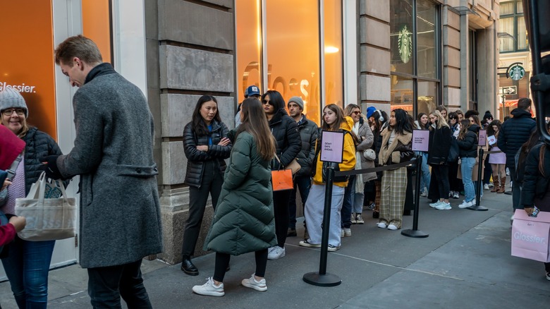 Line outside Glossier store