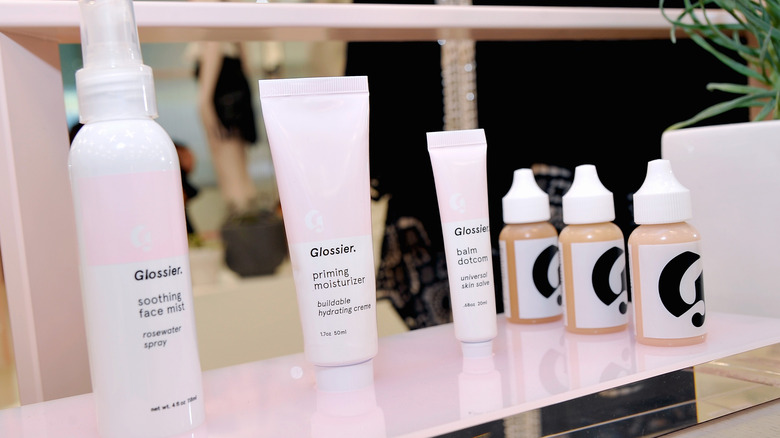 Several Glossier products on shelf