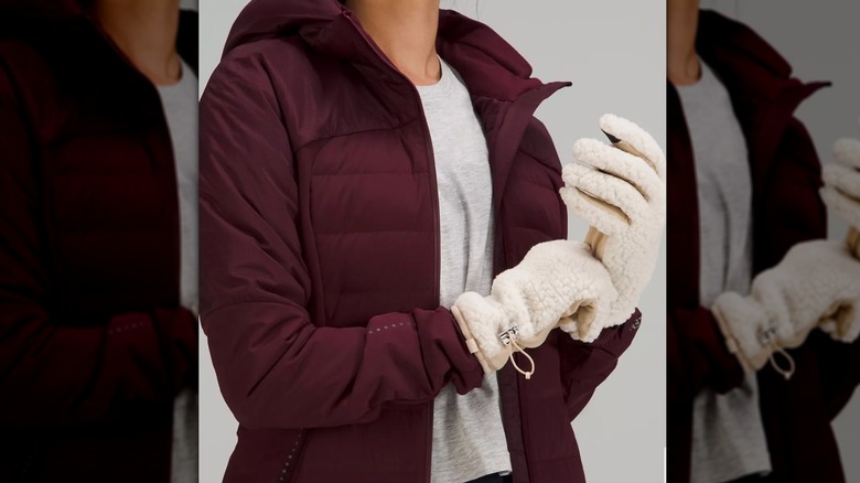 White sherpa gloves