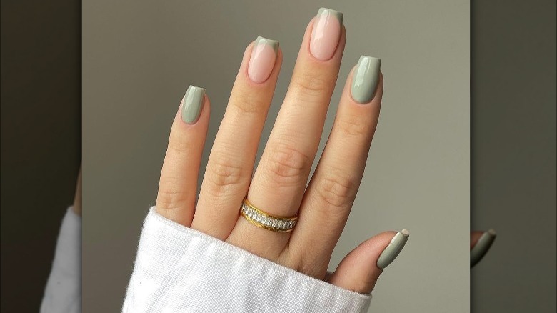 green french tip nails