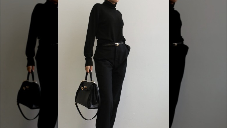 Woman wearing all black