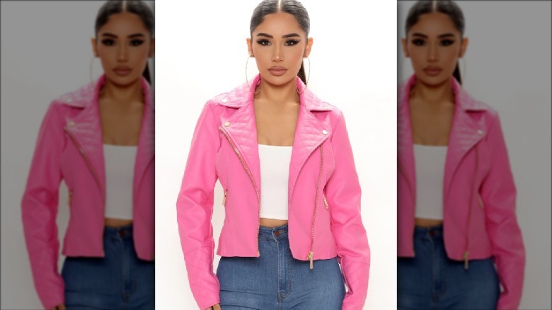 model wearing Fashion Nova jacket