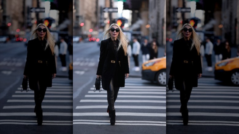 woman wearing velvet coat