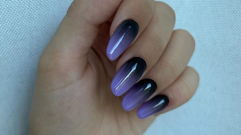 purple and black gradient nails