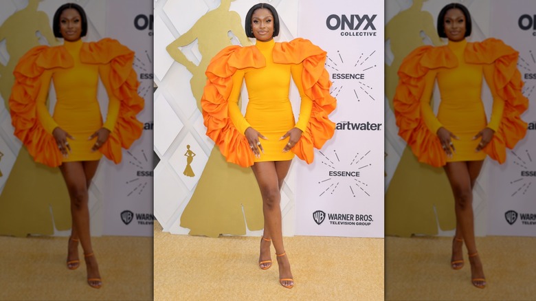 Orange dress with ruffle sleeves