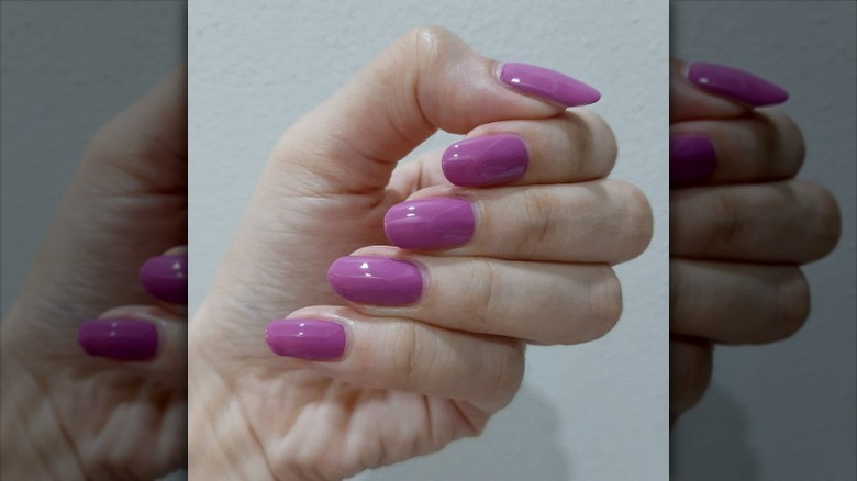 Glossy purple manicure