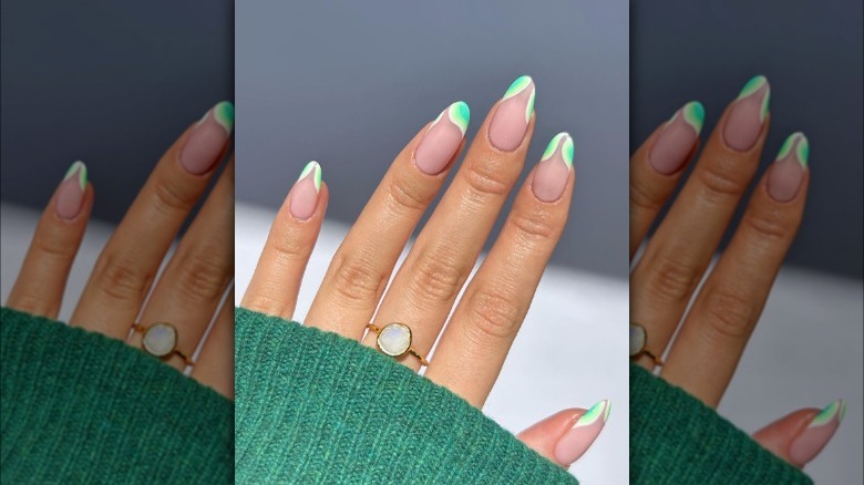 Nails with green tips