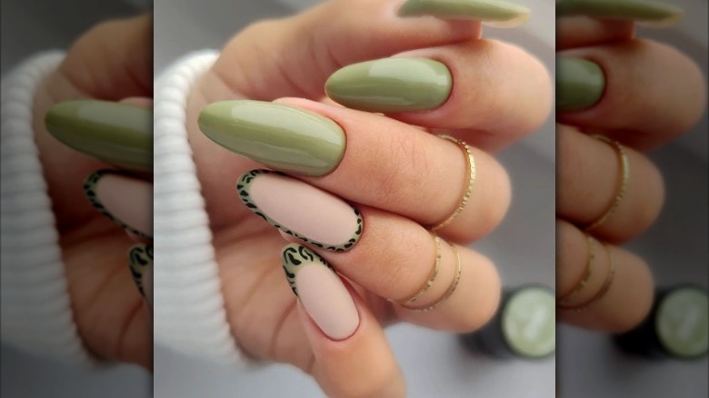 Olive green nails