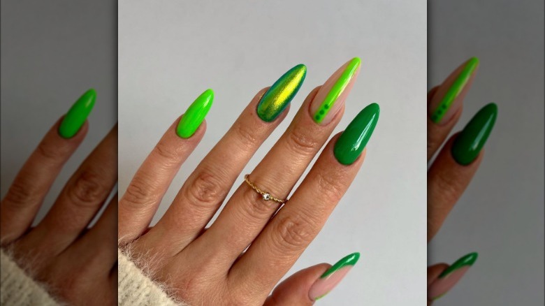 Bright green nails
