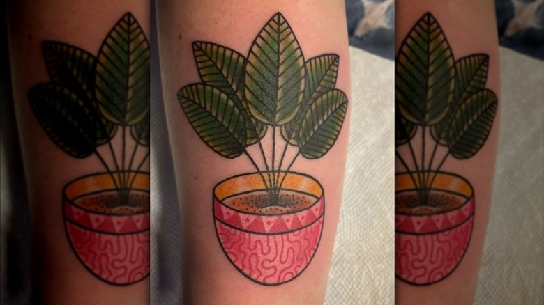 potted plant tattoo