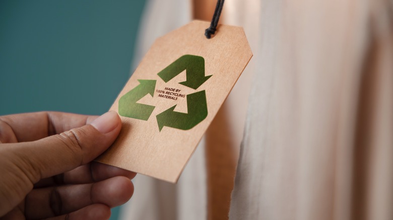 Recycling tag on clothing