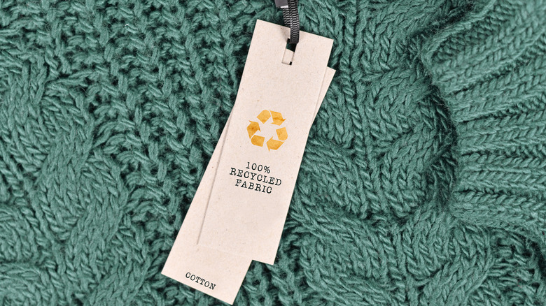 Recycled tag on sweater