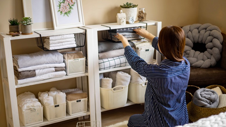 woman cleaning home